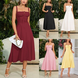 2024 new hot sale thin waist fishbone shaped split drawstring lace bag chest sling dress