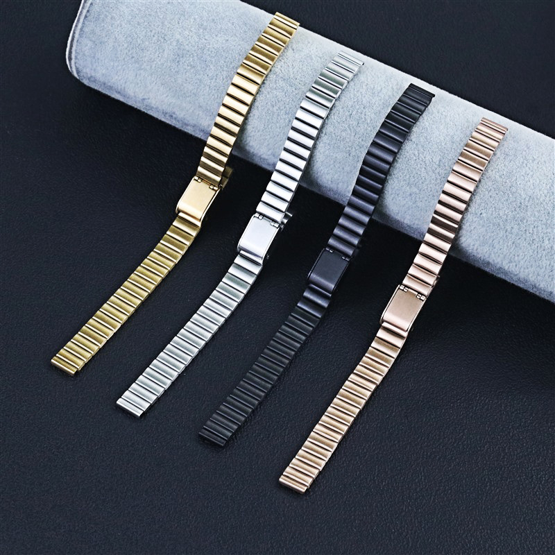 A bead of cambered bamboo stainless steel strap 10 12 14 16 18 20mm metal women's small watch strap