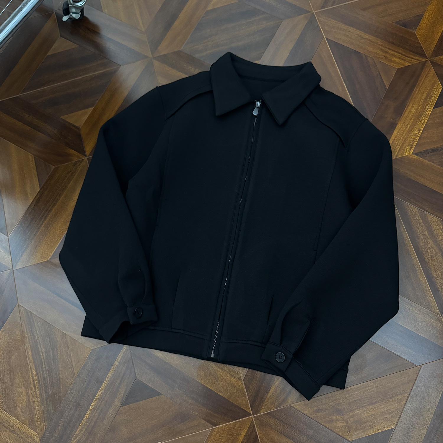 Men’s Heavyweight Cleanfit Jacket – Retro Minimalist Zipper Jacket (Black/Greyish, M-XXL)_voghion.com