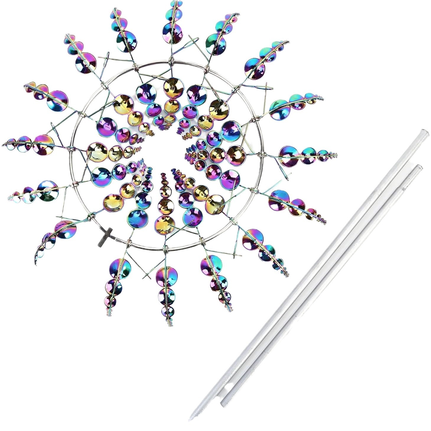 Molino de Viento Metálico Giratorio para Jardín, Colorido, Campana de Viento