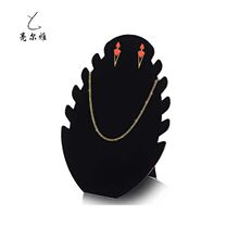 简款圆形平板折叠项链架 展会展览黑色天鹅绒斜面耳环吊坠架