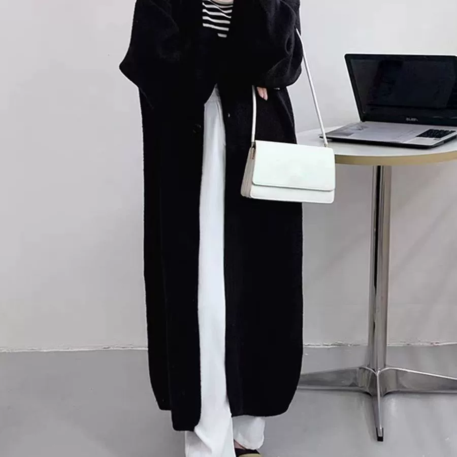 Демисезонное trench coat, длинная вязаная куртка, стиль высокого качества, V-образный вырез
