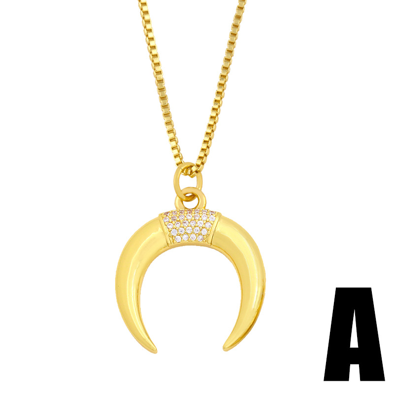 Wholesale Jewelry Fashion Crescent Inlaid Zircon Pendant Necklace Nihaojewelry display picture 3