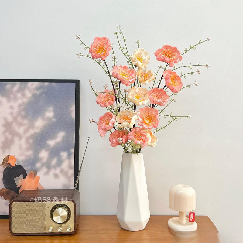 风粉碟花仿真花摆件带花瓶高级杜鹃花假花束插花客厅餐桌装饰优惠
