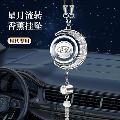 with Rhinestones, Car Fragrance Metal Pendants, Car hanging - silver-star-and-moon-pendant-modern-comes-with-1-bottle-of-blue-ocean-perfume
