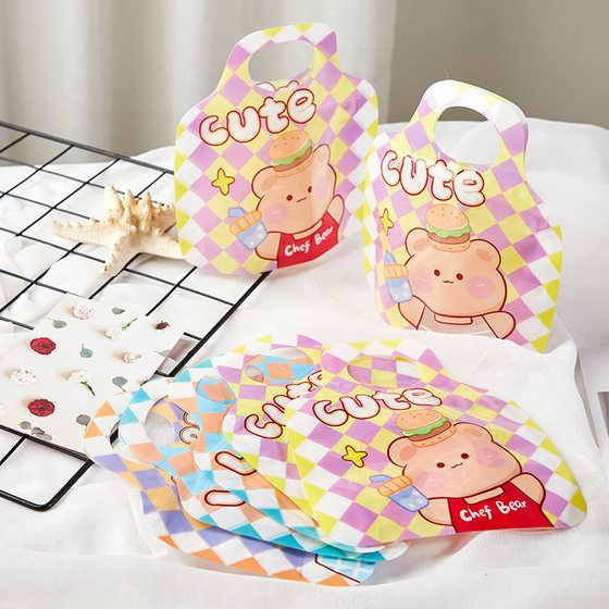 South Korea ins cute cartoon self-sealing bag jewelry snacks candy gift food packaging bag tote bag