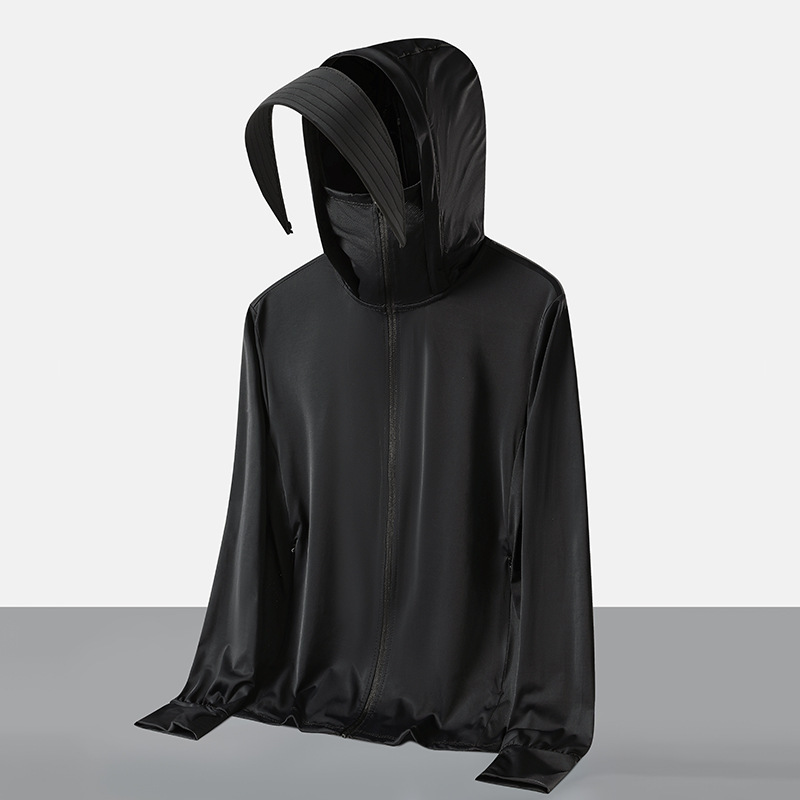 Hombre y mujer desmontables chaqueta protector solar hielo anti-UV al aire libre chaqueta de piel logotipo impresa