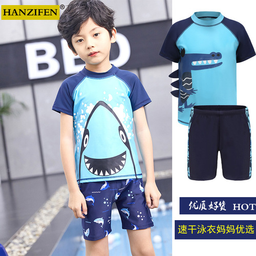 Korean new children's swimsuit boy's split swimming trunks baby cartoon foreign trade wholesale little boy professional swimwear