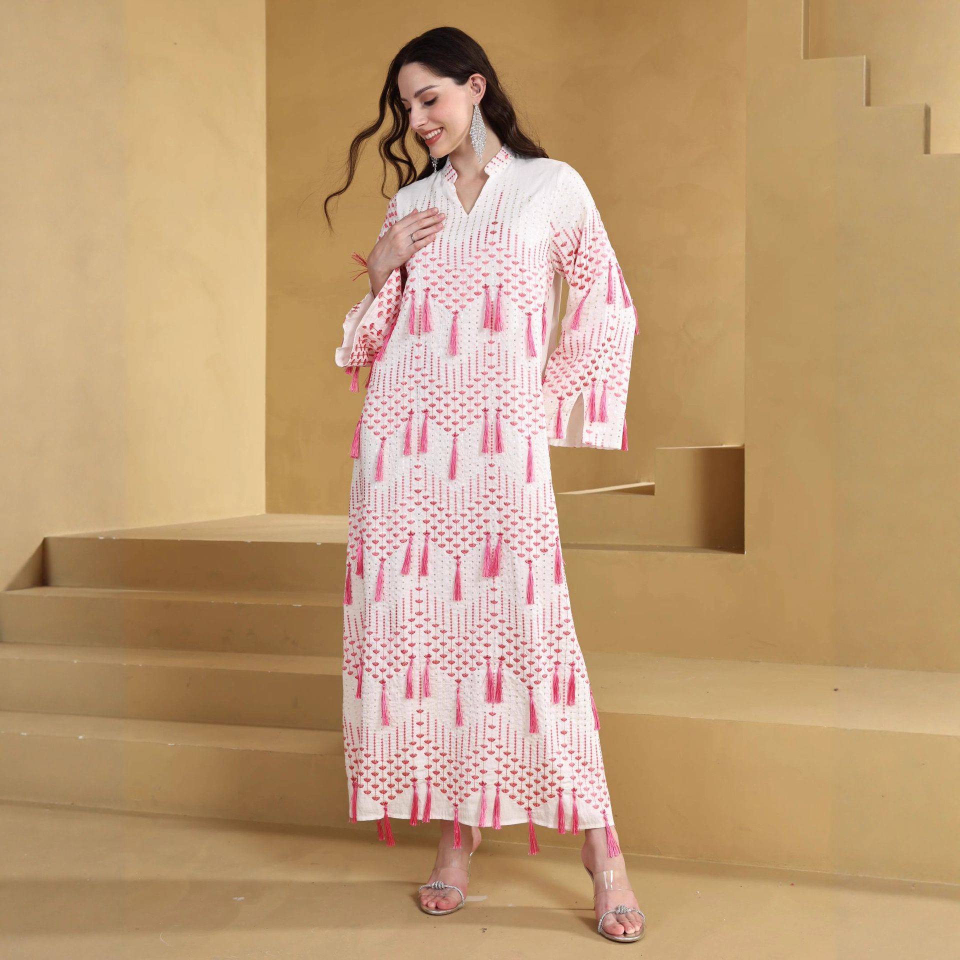 ML5005 Middle Eastern Arab Muslim Robe Foreign Trade Abaya Cross-Border New Dress Women's Ethnic Style_ecoleips.com