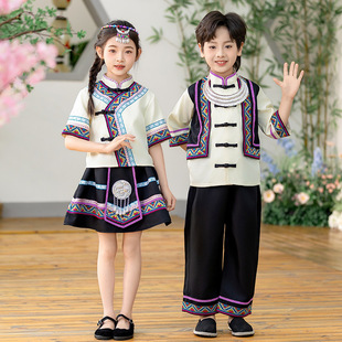 Guangxi Zhuang Nationality March 3 Costumes for Boys and Girls Traditional Ethnic Minority Costumes Miao and Yi Nationality Children's Costumes
