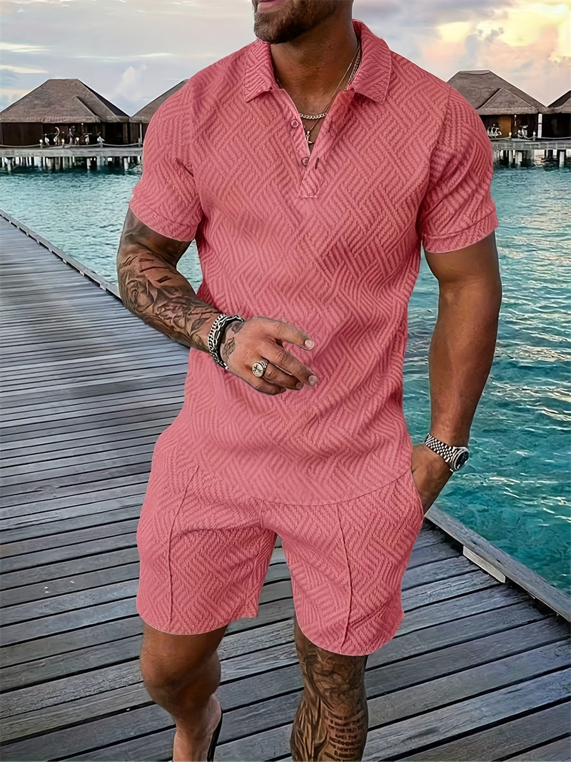 2025 nuevo Traje de playa casual de hombre de impresión digital 3D de botón de verano de código europeo de Amazon transfronterizo