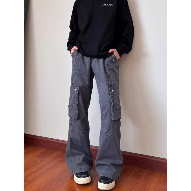 American High Street Washed Casual Long Pants 2025 Rayon Jeans Spring & Fall Loose Straight Cargo Pants Men's Trendy