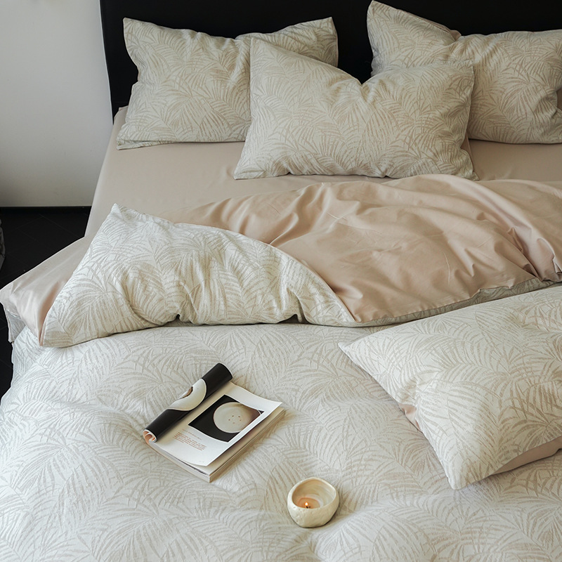 Una sensación de alta calidad de grasa tipo A en la cama abrasión de cuatro piezas 100 algodón de tres capas de hilo jacquard sábanas de cama