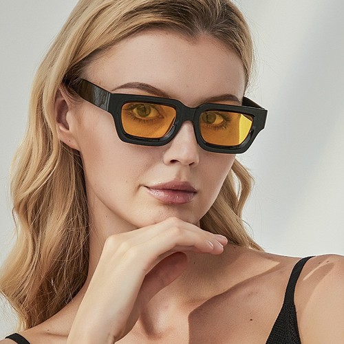凹面小框太阳镜复古方形2023新款欧美跨境潮墨镜显瘦时尚太阳眼镜