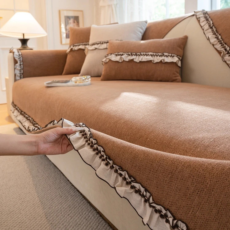 Sofá de estilo medieval francés sala de estar almohadilla toalla de respaldo Schneider cuatro estaciones cubierta de sofá universal almohadilla tela antideslizante