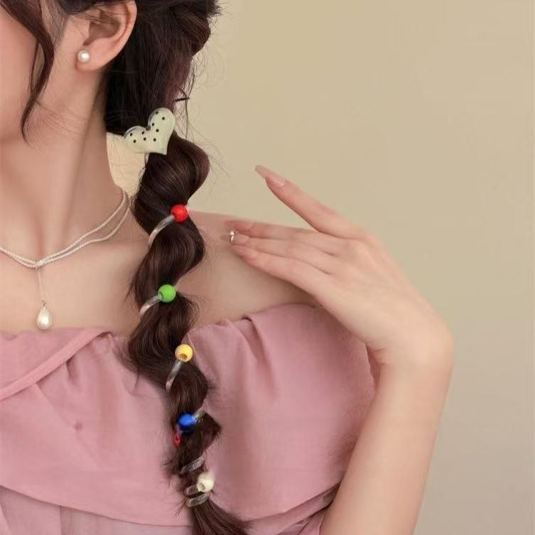 甘い水玉模様のスターバブル編み込みヘアアーティファクトポニーテールヘアロープ2025新しいハイエンド電話コードヘアゴム|undefined