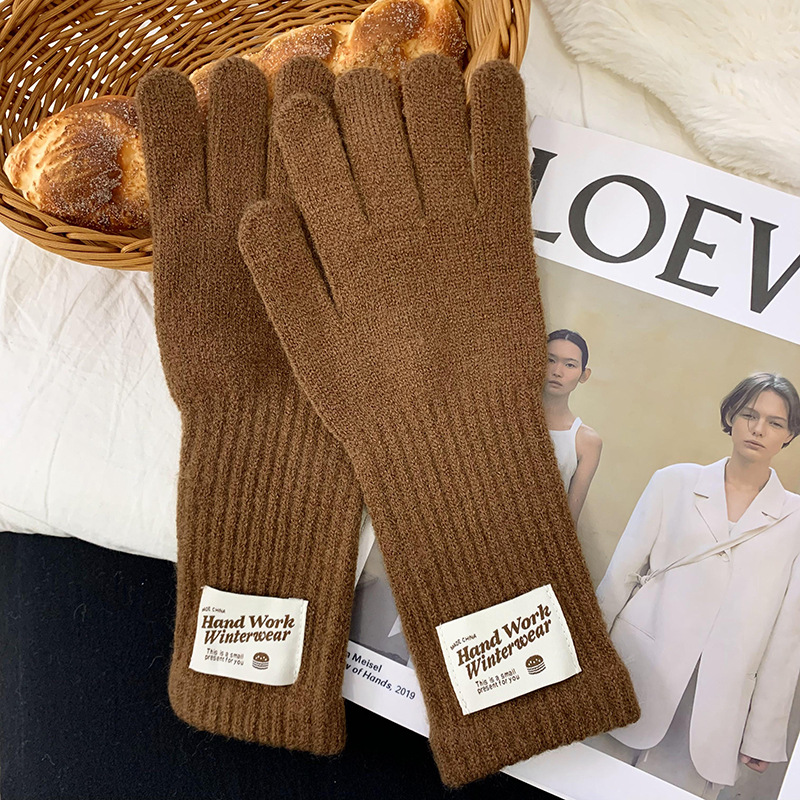 Guantes de ciclismo 2025, otoño y invierno nuevos guantes de punto de lana gruesa alargada guantes de dedo caliente al por mayor