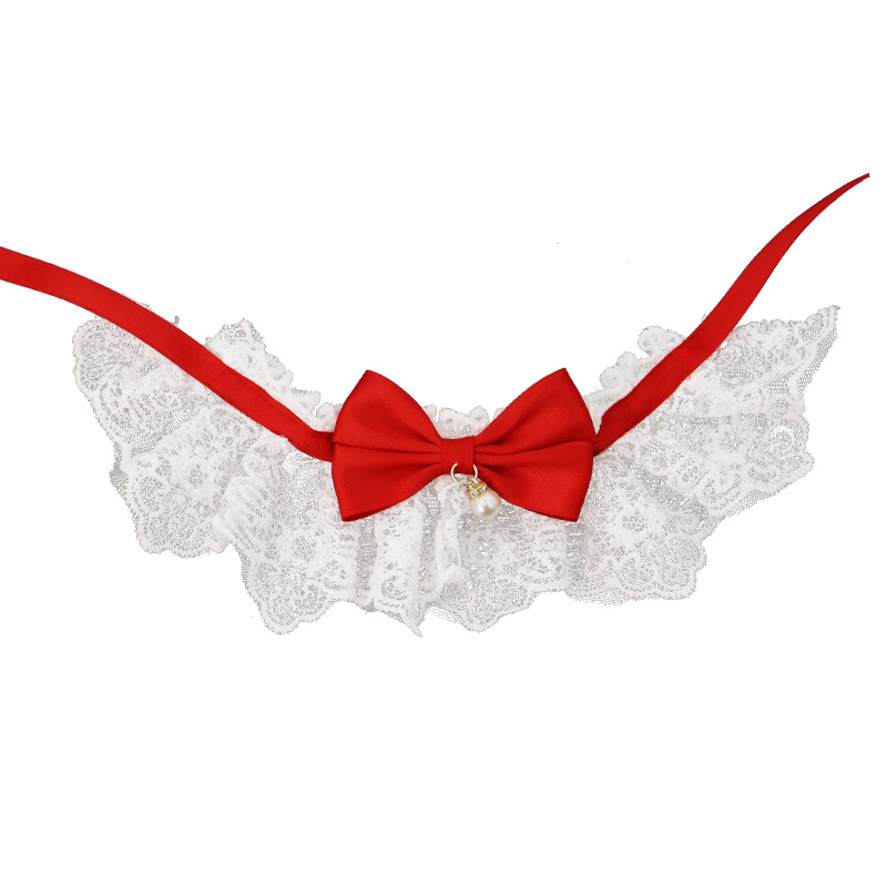 2025 nuevo collar de mascota lindo gato pequeño y medio collar de joyería perro campana corbata al por mayor