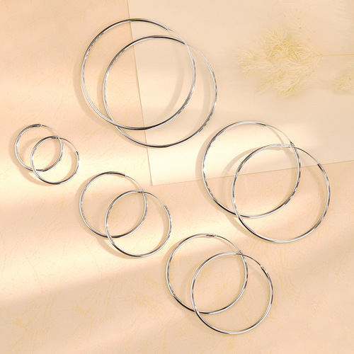 The Story of Roses Huang Yimei Liu Yifei's Style Ear Cuffs Classic Simple Hoop Large Hoop Celebrity Style Round Hoop Earrings