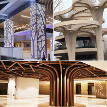 包柱铝合金异形造型树形柱体装饰铝板方通拉弯弧形波浪形铝包柱