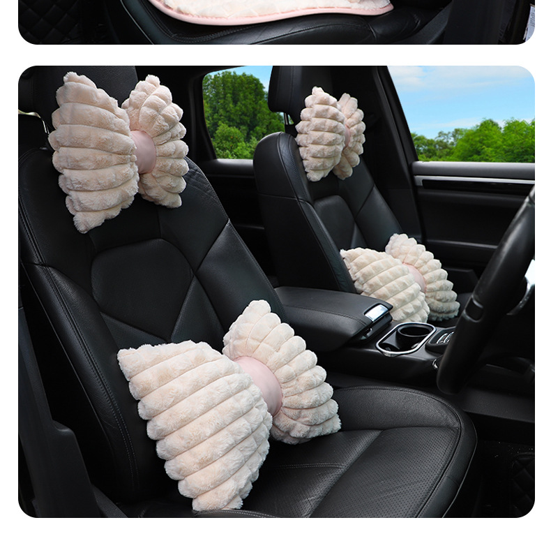Car headrest winter rabbit hair car comfortable warm neck pillow pillow creative headrest waist car supplies