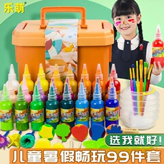 子供の水の粉の顔料のセットの24色の幼稚園の指は赤ちゃんの落書きの絵画を描きます。