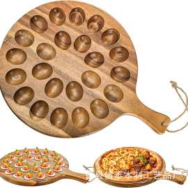 跨境木质鸡蛋托盘复活节装饰魔鬼蛋托熟食板分格鸡蛋固定蛋托餐盘