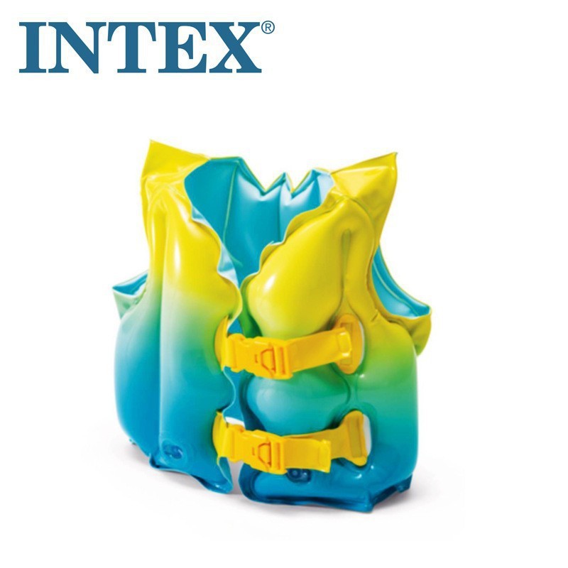 INTEX59663加厚儿童充气游泳衣救生衣 游泳池水上充气背心3-6岁