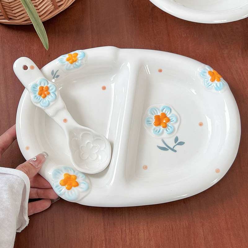 春の花食器、小さな生野菜皿、食器、エンボス加工家庭用セット、高価値ボウルとプレートセット、ボウルセット|undefined