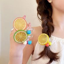 新款小清新柠檬电话线高弹扎丸子头马尾头饰百搭时尚透明皮筋发圈