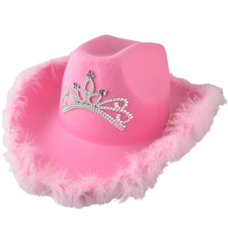 Sombrero de vaquero rojo de Navidad, estilo occidental, deshilachado, fiesta