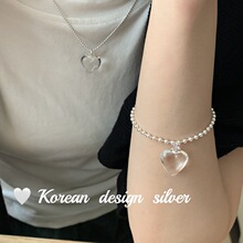 韩国东大门代购925纯银透明爱心形手链 小众气质高级感手
