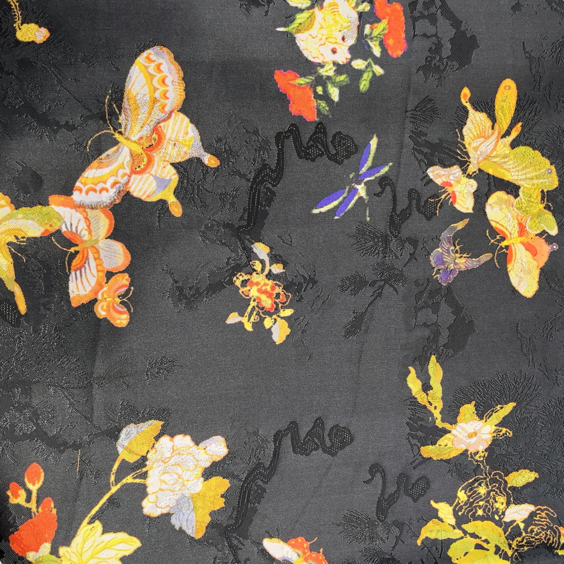 新中式人丝香云纱提花布料国风质感红汉服旗袍套装现货面料色织