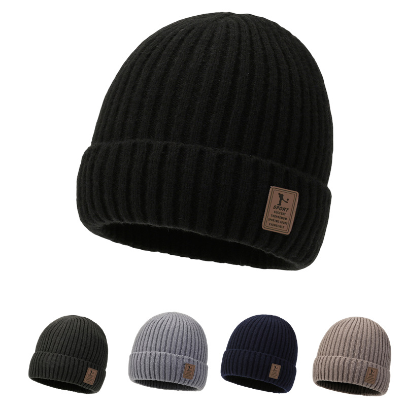 Bonnet d'hiver pour homme en maille doublée polaire, épais, grand tour de tête, protection des oreilles adulte, chaud et imperméable au froid._voghion.com