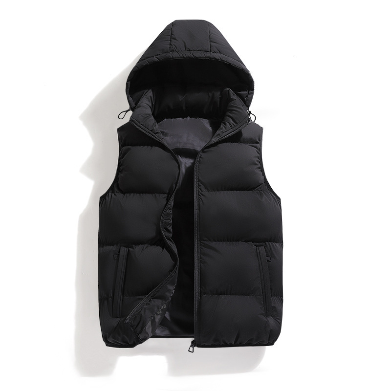 Cotton Vest Men's Outer Wear New Autumn and Winter Hooded Vest Sleeveless Men's Outer Wear Detachable Hat Casual Vest