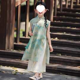 旗袍裙女童汉服连衣裙夏季2026新款儿童新中式改良小女孩国风套装