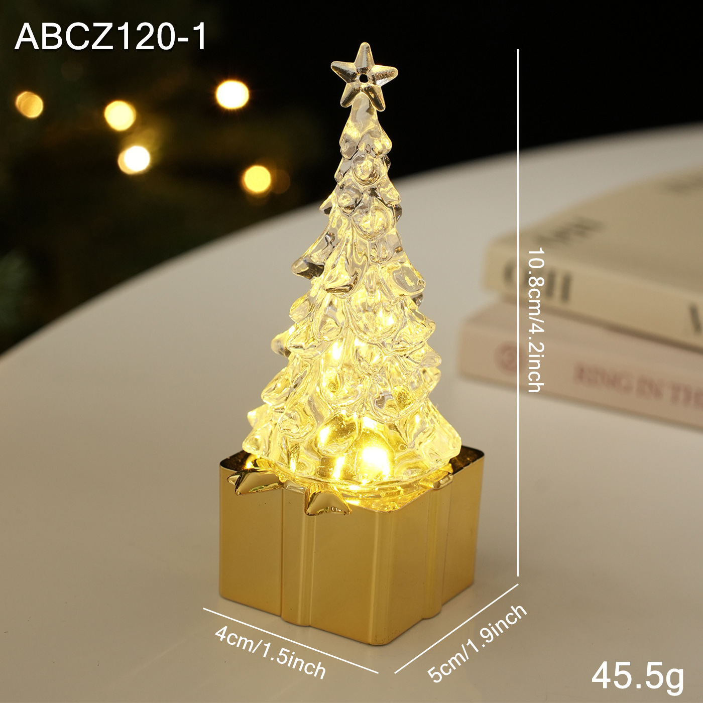 Nuevo transfronterizo luminoso transparente mini decoración de escritorio de Navidad árbol decoración de plástico decoración de iluminación en stock