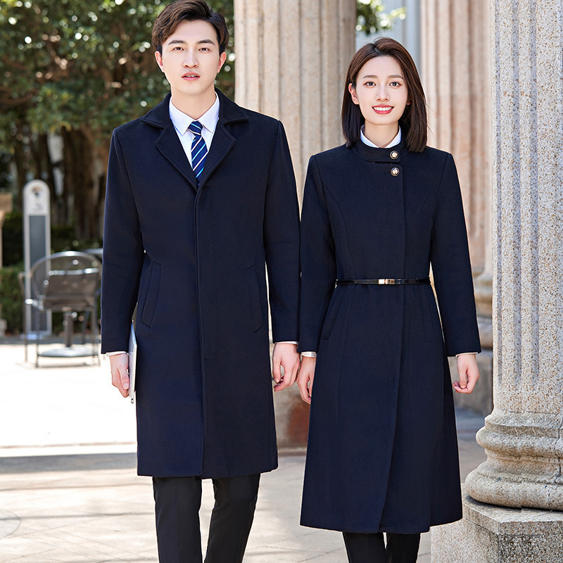Autumn and Winter Jewelry Store Work Clothes Men's and Women's Woolen Mid-length Woolen Coat Sales Department Professional Dress Wool Coat Autumn and Winter Jewelry Store Work Clothes Men's and Women's Woolen Mid-length Woolen Coat Sales Department Professional Dress Wool Coat
