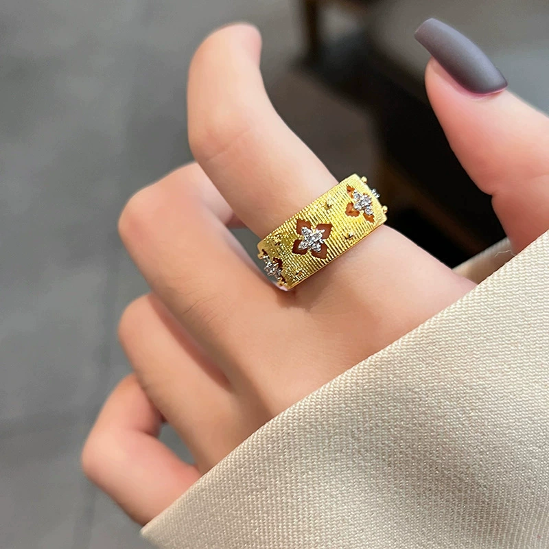 retro fashionable geometric ring hip-hop style, silver 925 sample, on index finger