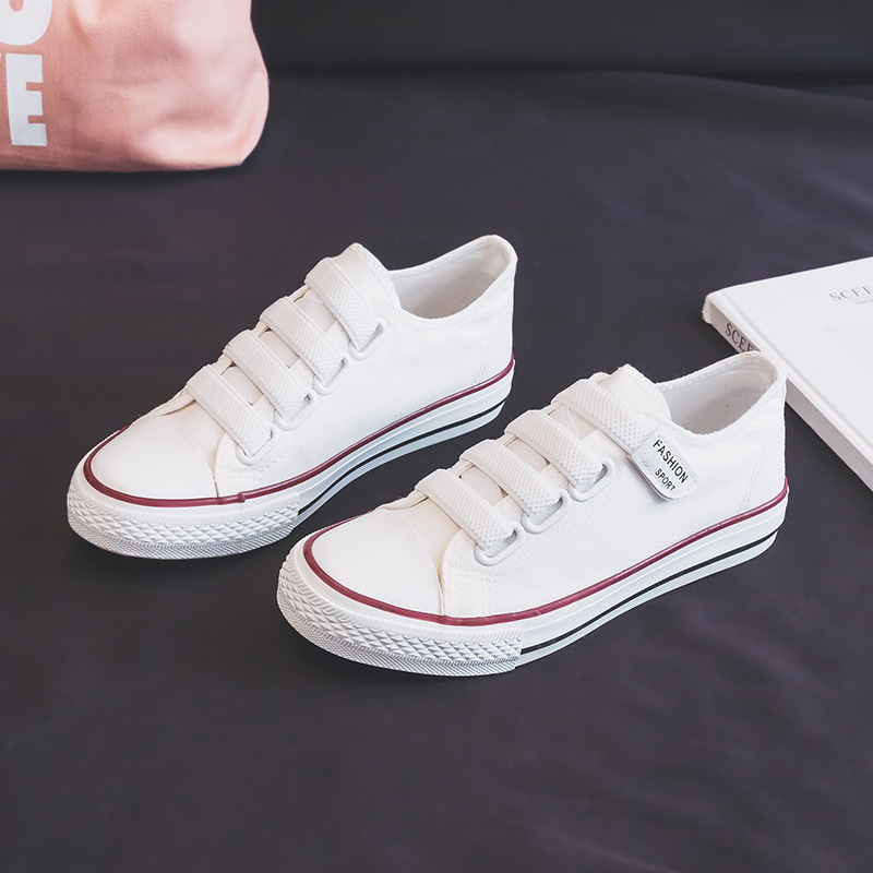 2023 nuevos zapatos de lona de estudiante de velcro zapatos de mujer slip-on mocasines sin encaje todo partido zapatillas de deporte casuales mujeres image 3
