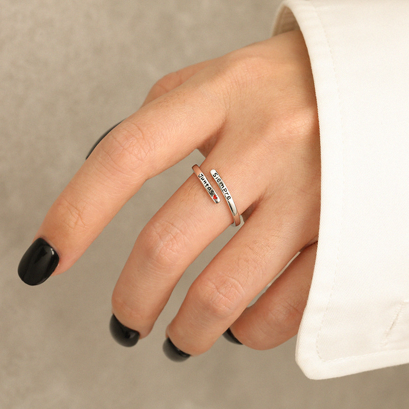 925 Sterling Silver Letter Open Rings display picture 6