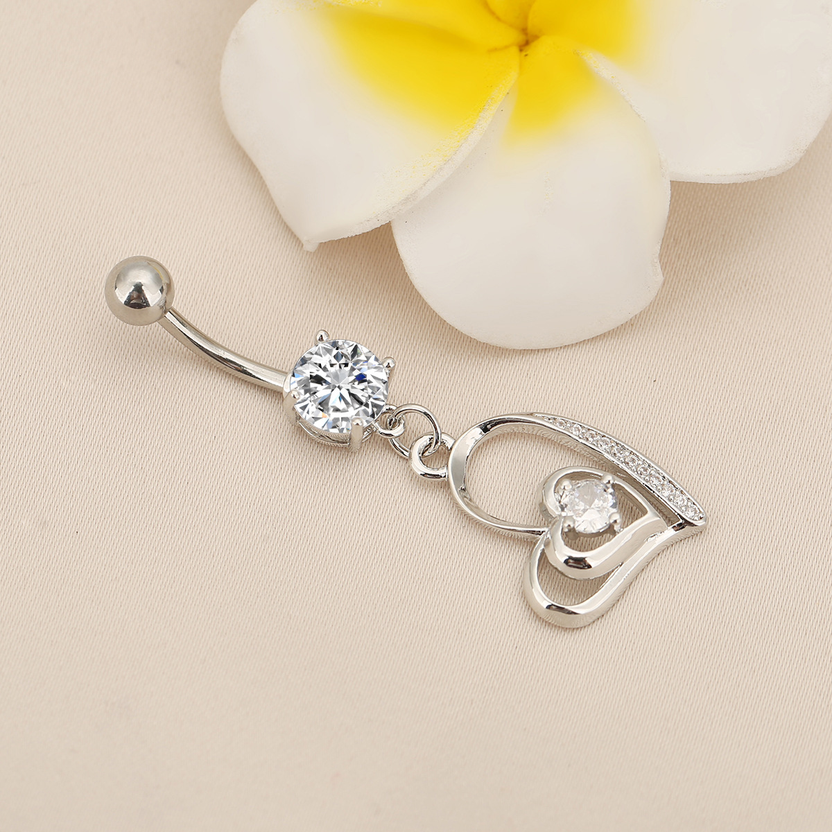 Cross-border Stainless Steel Heart-shaped Diamonds, Body Piercing Jewelry With A High-end Feel, Unique And Stylish Navel_voghion.com
