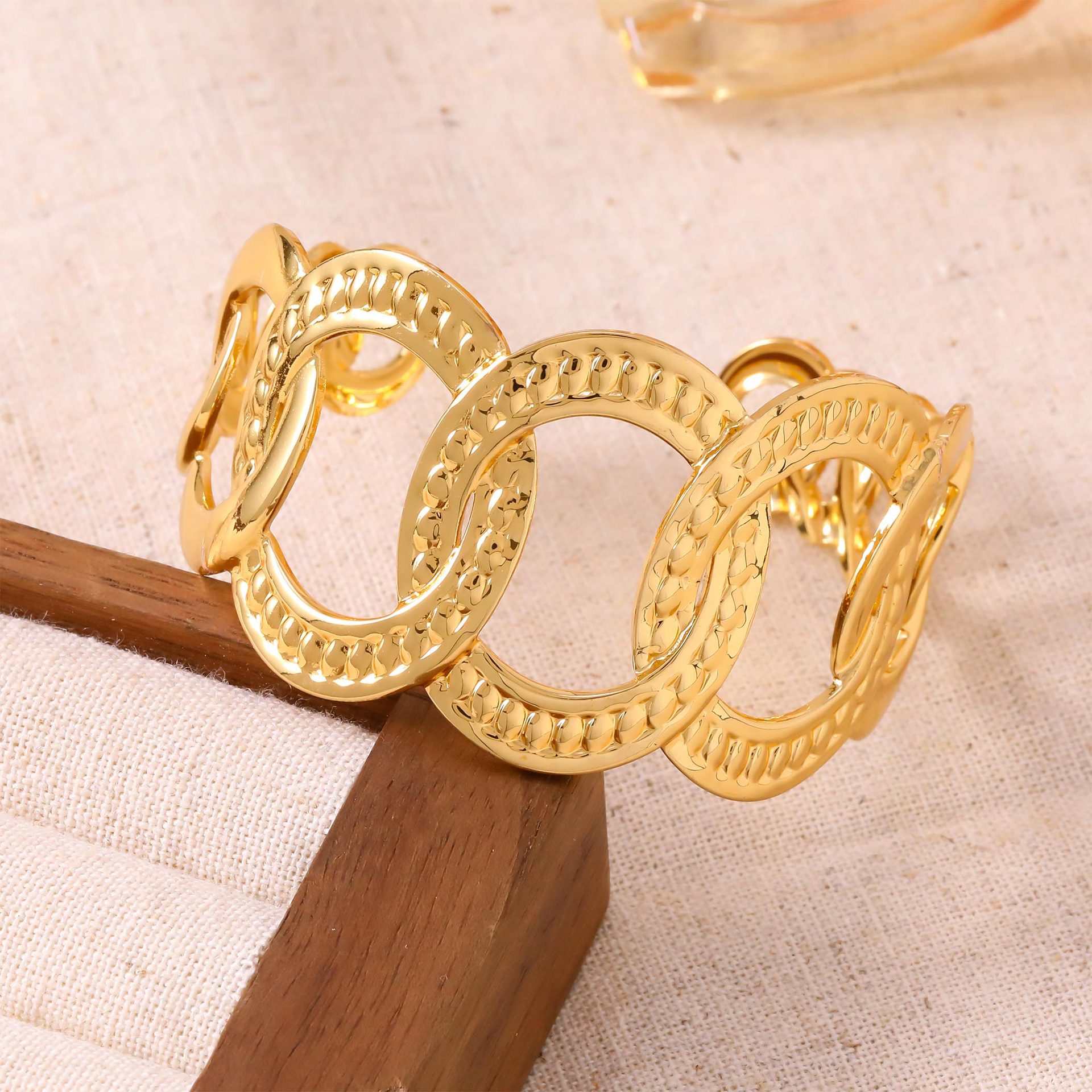 Golden geometric bracelet, high-quality style
