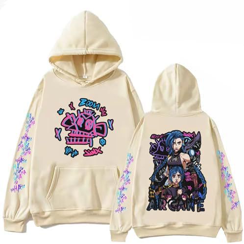 ElegancwCLOW Anime Arcane-Jinx Hoodie Harajuku Hip Hop Pullo