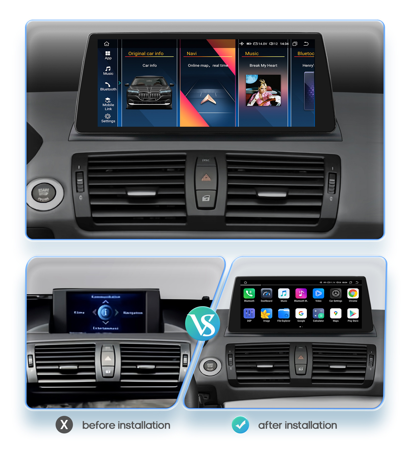 10.25inch Android Large Screen Suitable for 06-12 Bmw 1 Series E88 E82 E81 E87 Car Navigator