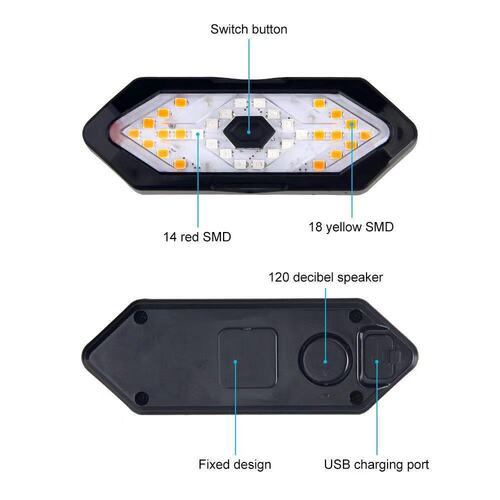 Remote control bicycle steering bicycle tail light new creative USB charging horn mountain bike warning night riding tail light