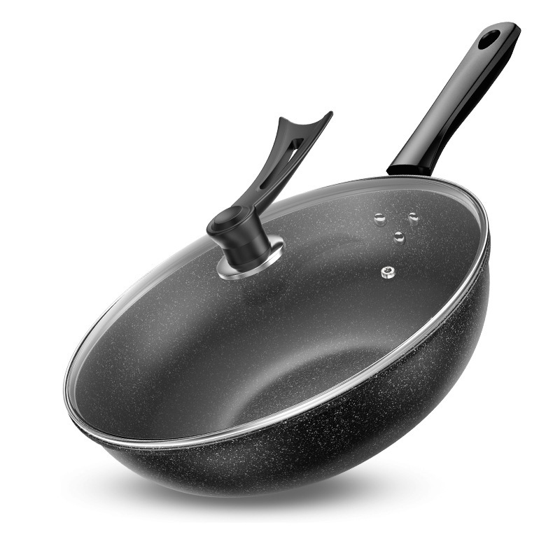 マカシ麦飯石ノンスティック中華鍋無油煙ガスストーブ電磁調理器ユニバーサル馬スプーンポット家庭用超軽量|undefined