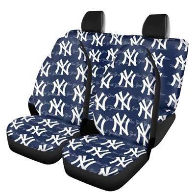 Cross-border car seat covers for the front and rear rows, featuring the MLB New York Yankees logo, custom-made, non-slip, and wear-resistant, 4-piece set