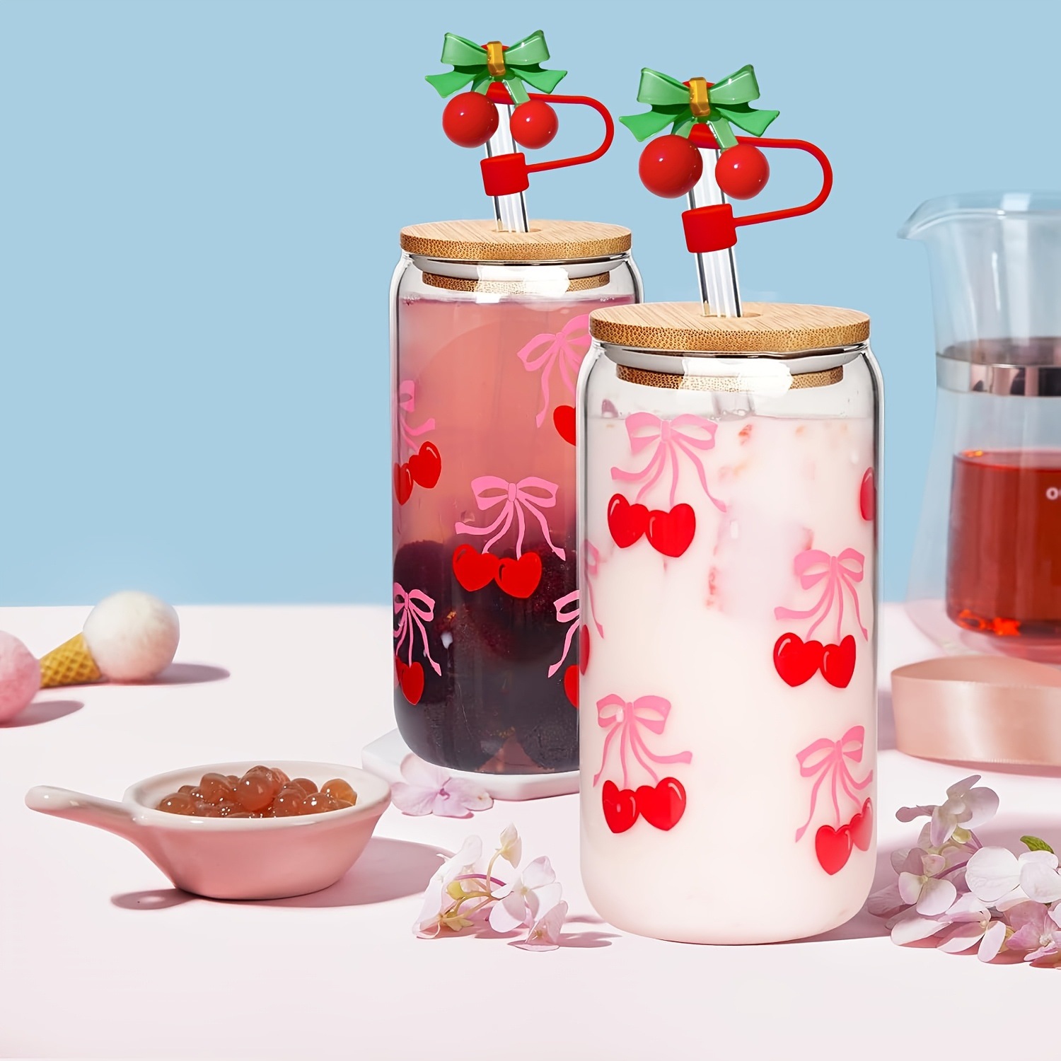 2025 venta caliente reutilizable resina de cereza paja tapa de silicona polvo tapones de fiesta accesorios de paja