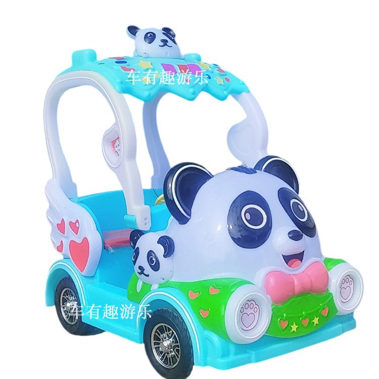 Nuevo modelo de cuatro ruedas de panda de cabeza grande coche de atracción eléctrico para padres e hijos de accidentes de carro de entretenimiento de la plaza escénica